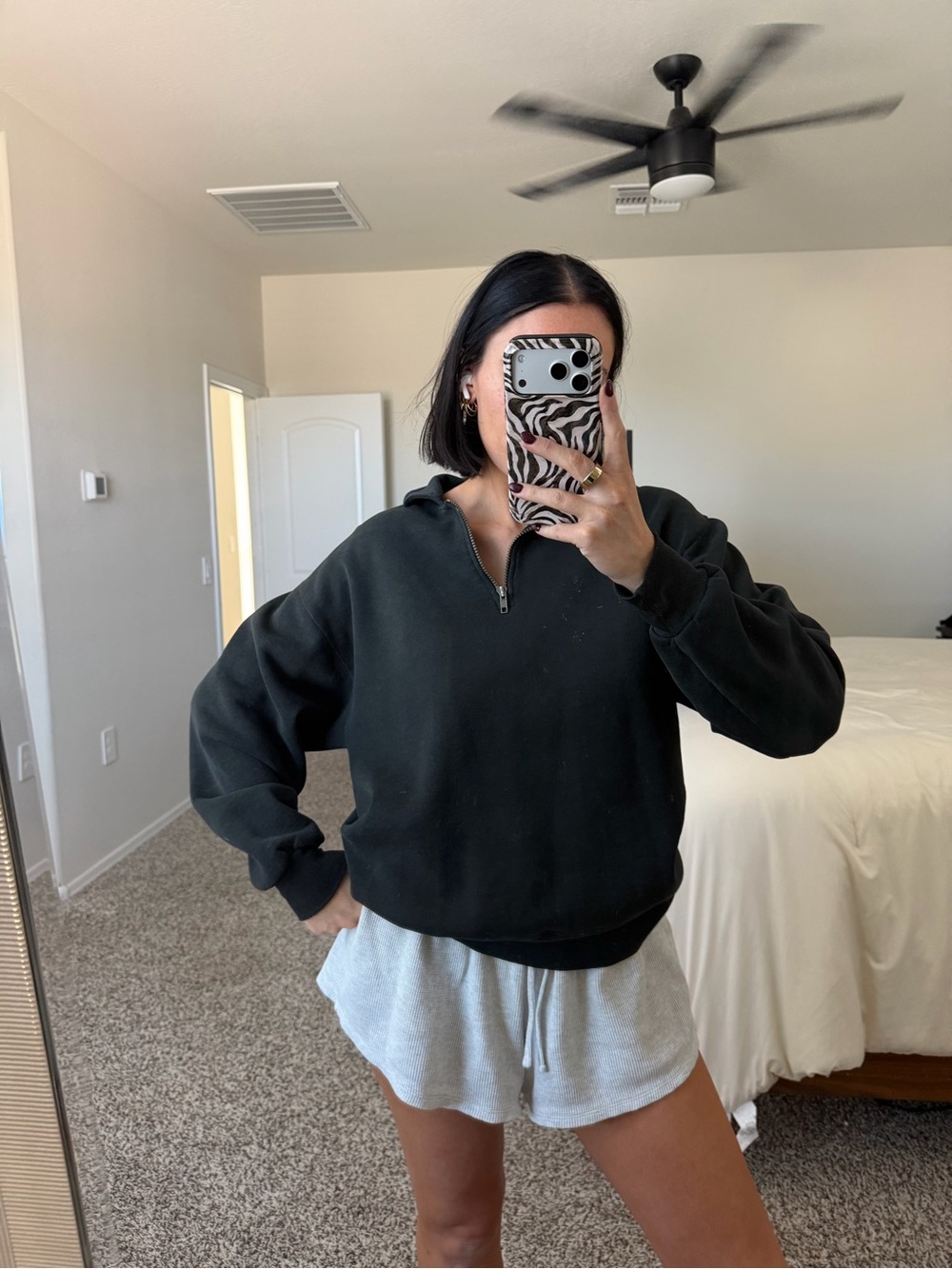 Black vintage half zip